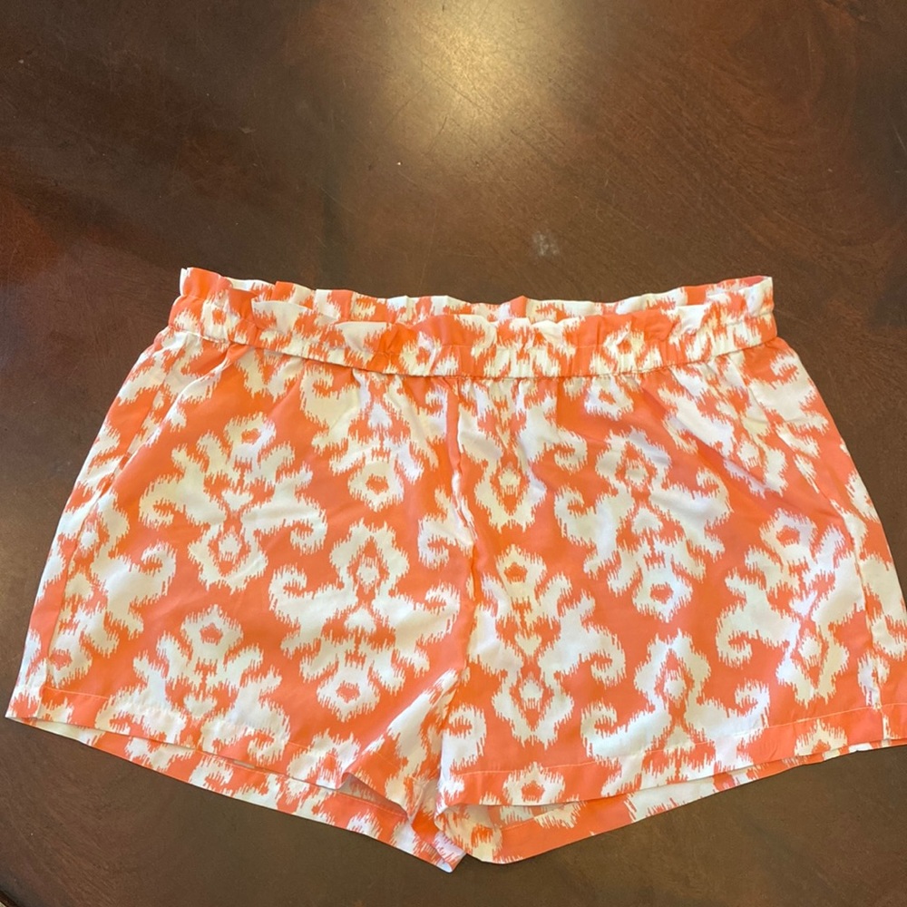 Mud Pie Orange and White High Waist Shorts
